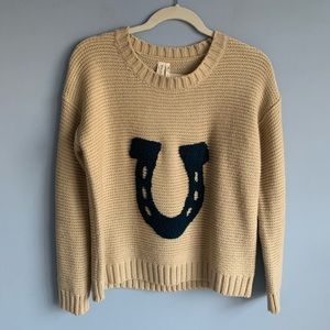 Pink Owl Horseshoe Sweater, Medium